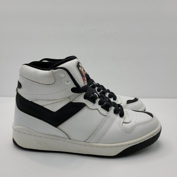 Vintage Pony Specialist White Black High Top Men's Basketball Shoes US Size 10.5